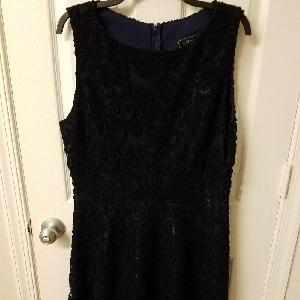 Blue dress with black lace